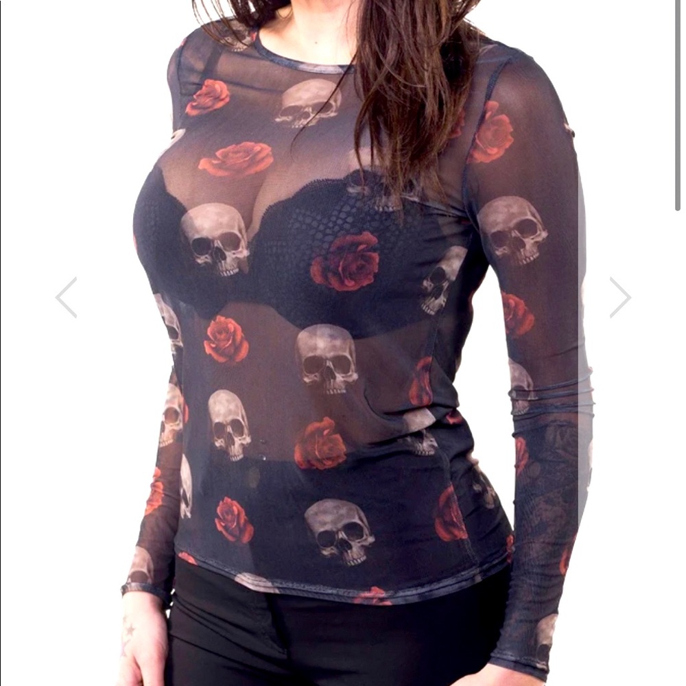 Women’s Skull long sleeve sheer top
